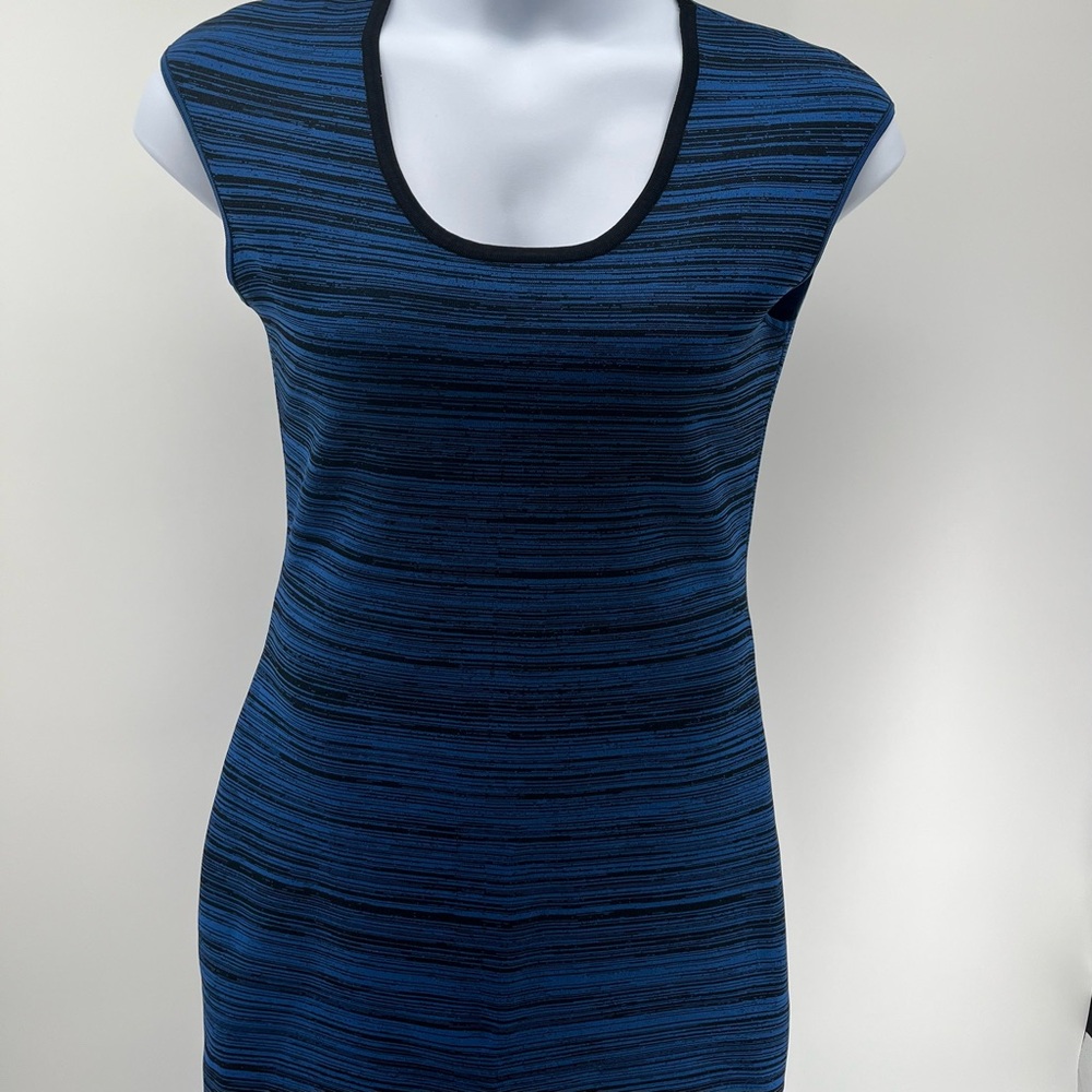 Diane Von Furstenberg Blue and Black Striped Dress Medium